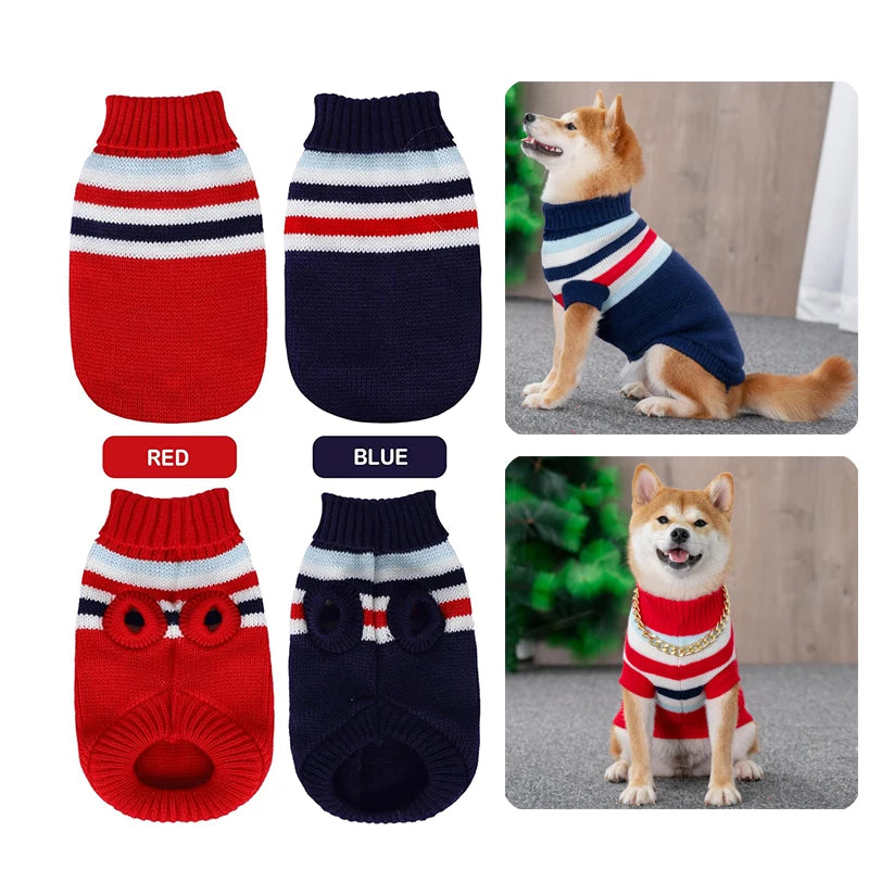 Dog Stripes Sweaters Winter  for Medium Large Dogs