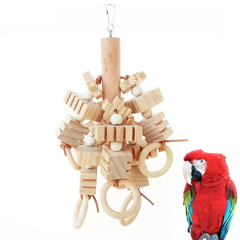 Natural Wooden Blocks Bird Chewing Toy - specialneedspetshop