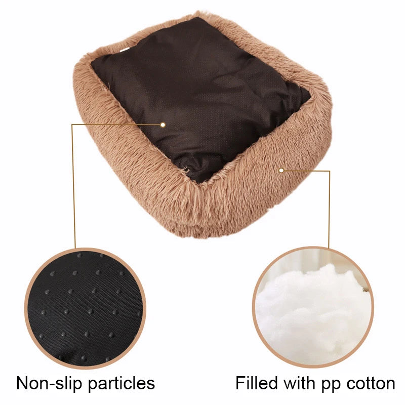 Rectangle Plush Dog Bed Winter Warm, Small Medium Big Cat Dog Bed