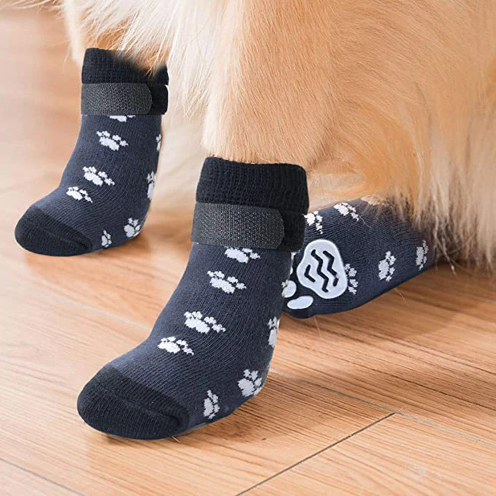 Anti-Slip Dog Socks 4pcs Paw Protector Traction Indoor Wear