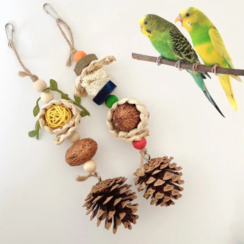 Natural Wooden Blocks Bird Chewing Toy - specialneedspetshop