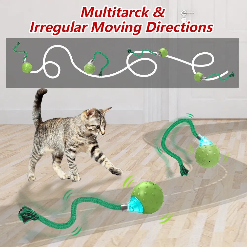 Cat Rolling Ball  Motion Activated  Toy with Long Tail Simulation Sound - specialneedspetshop