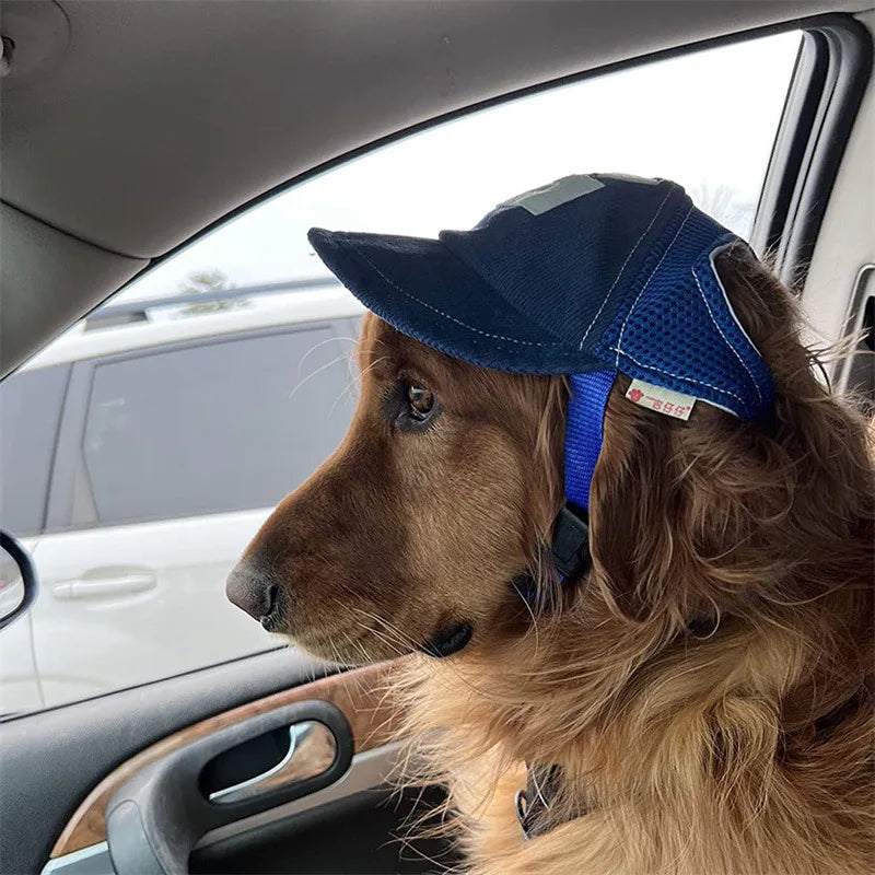 Dog Sunscreen Baseball Cap Outdoor with Ear Holes Adjustable  Small and Medium Dog