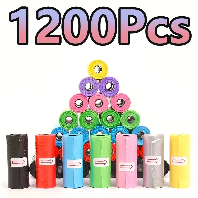 1200pcs Random Color  Dog Poop Bags   Leak-Proof Dog Waste Bags