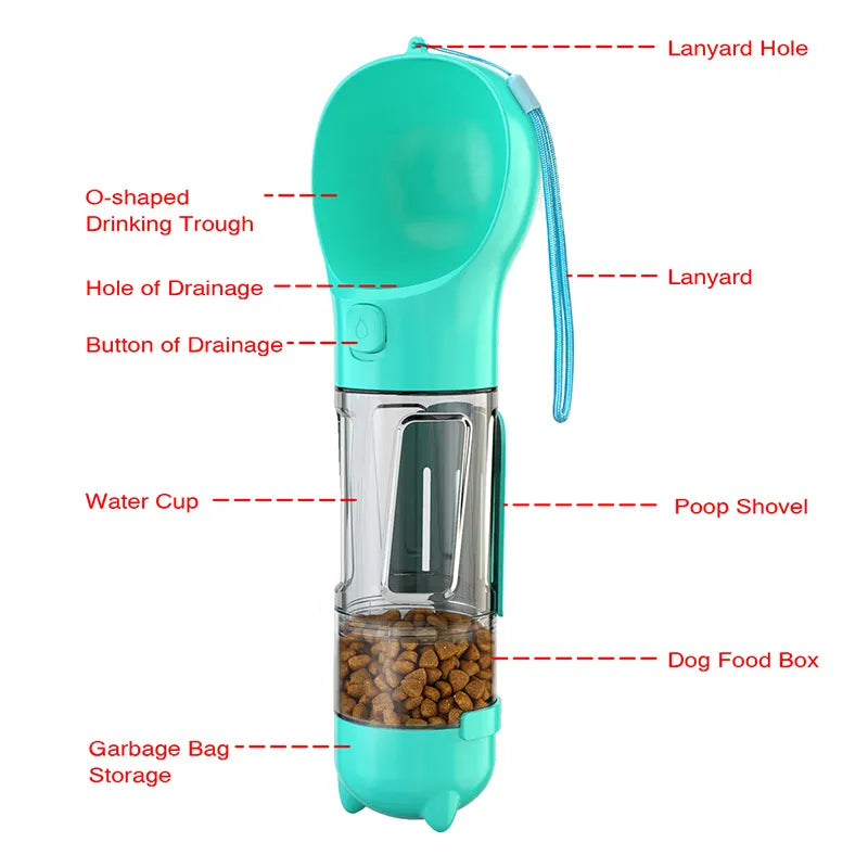 Portable Cat Dog Water Bottle 3 In 1 Leak Proof