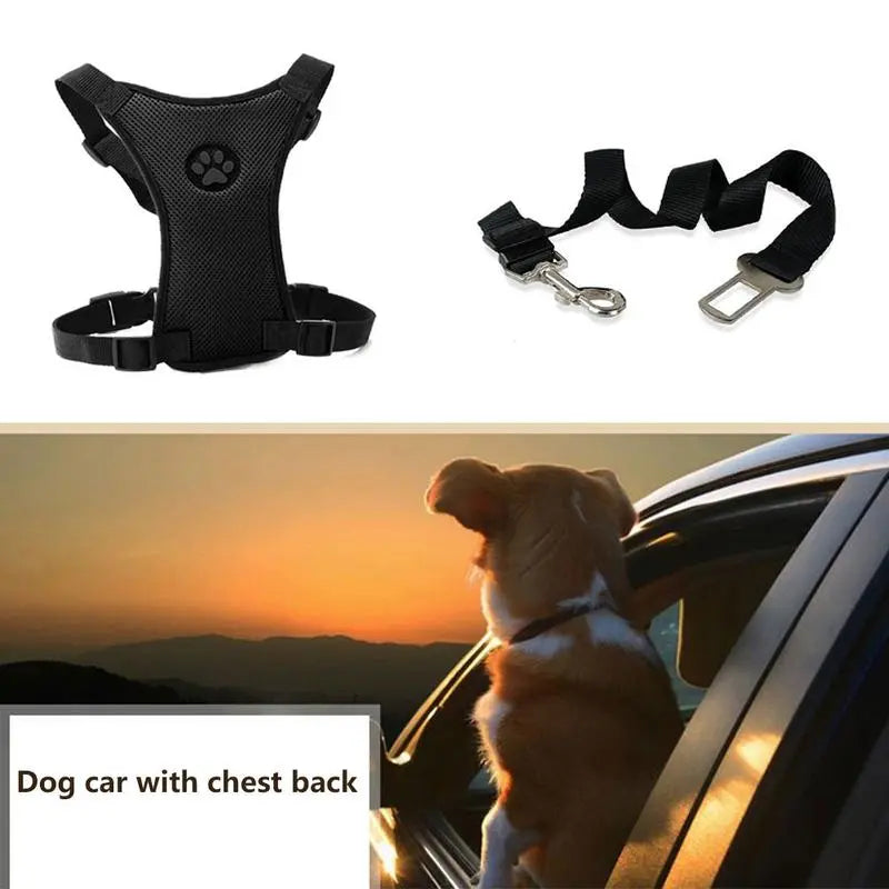 Mesh Dog Harness Adjustable Straps  Seat Safety Belt Chest Straps - specialneedspetshop