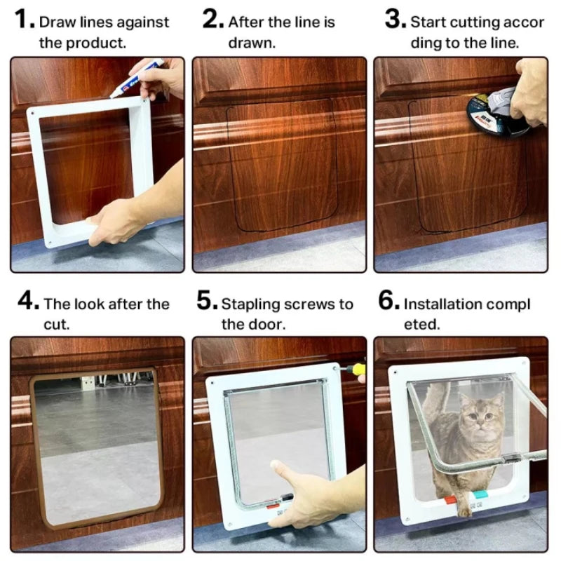 Cat Flap Door with 4 Way Security Lock