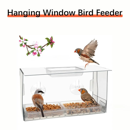 Acrylic Suction Cup Bird Feeder  Hanging Window Feeder Pet Supplies