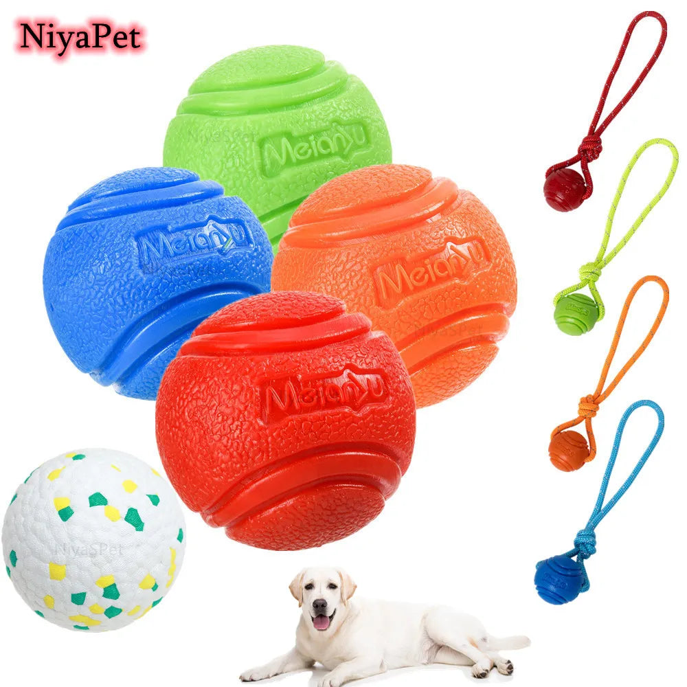 Dog Ball Indestructible Chew Rubber Ball with String Interactive