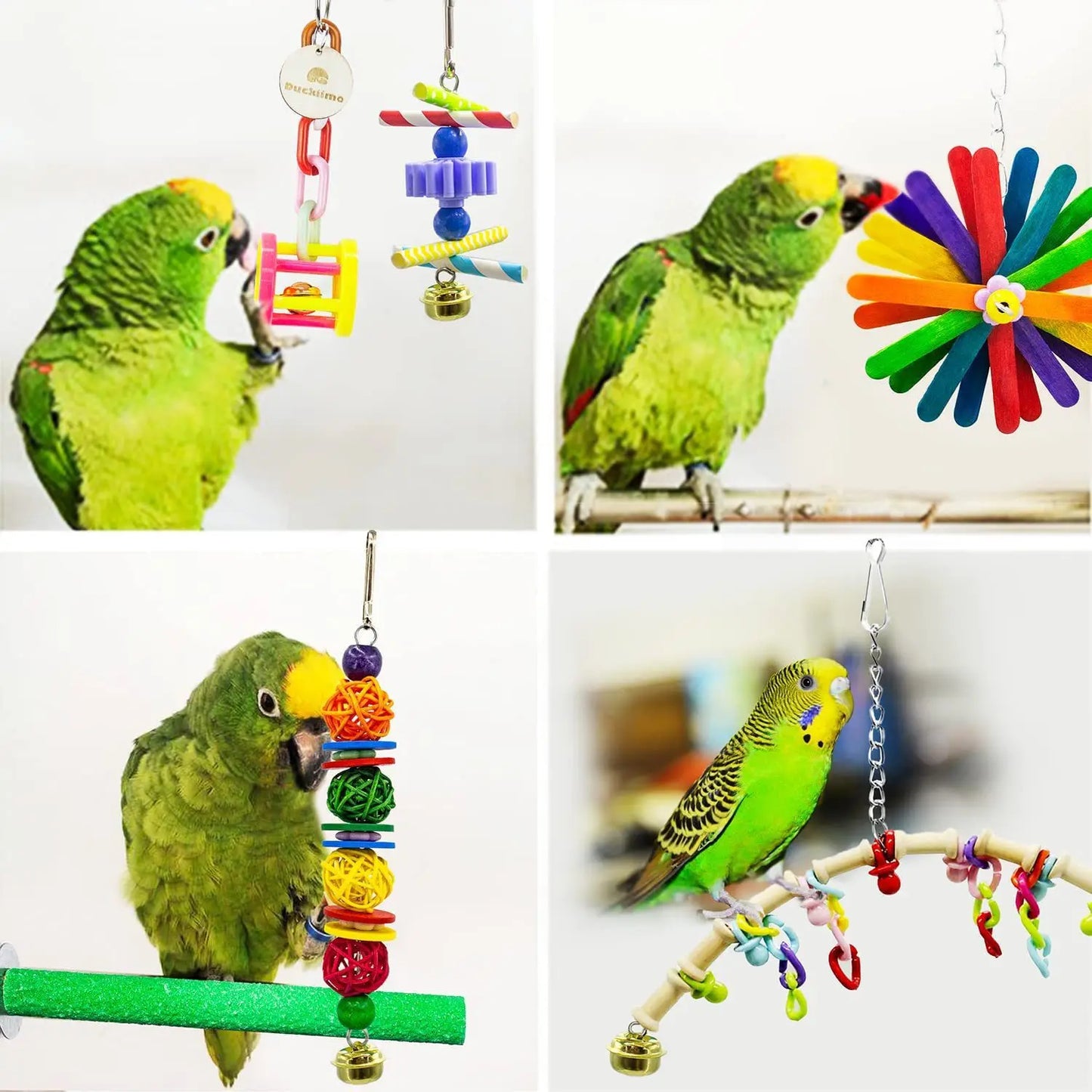 15Pcs Bird Cage Toys for Parrots  Reliable Chewable Bite Bridge Wooden Beads