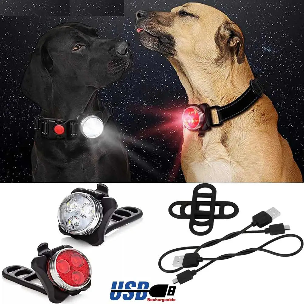 Safety Dog collar LED Light 4 Modes USB Rechargeable Aluminum - specialneedspetshop