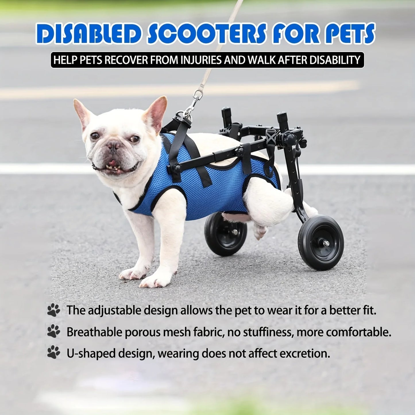 Pet Wheelchair Cart For Back Legs Adjustable Pet Mobility Aids