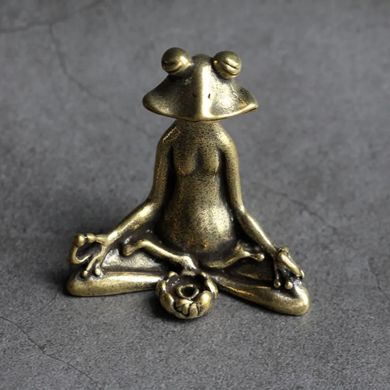 Vintage Brass Meditation Zen Buddhist Frog Statue   Copper   Sculpture Incense Burner