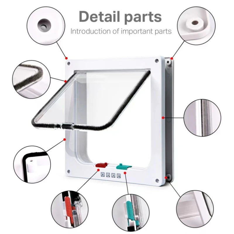 Cat Flap Door with 4 Way Security Lock