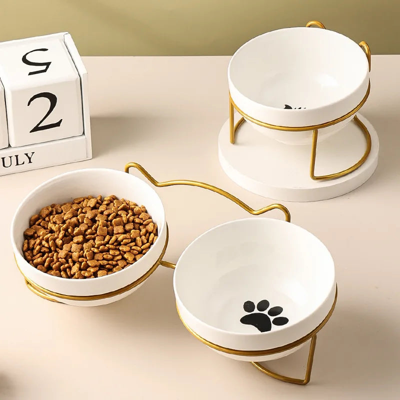 Poursweet  Cat Bowl Ceramic 500ML Water Feeder Food Feeding Dish