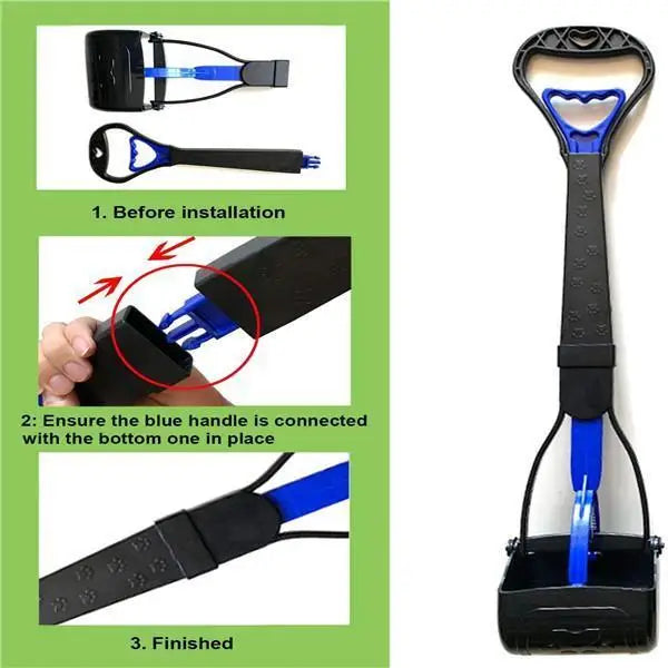 Pooper Scooper for Dog Jaw Clamp Heavy Duty Long Handle